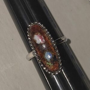 Vintage Sarah Coventry Multi Color Glass Silvertone Silver Tone Adjustable Ring